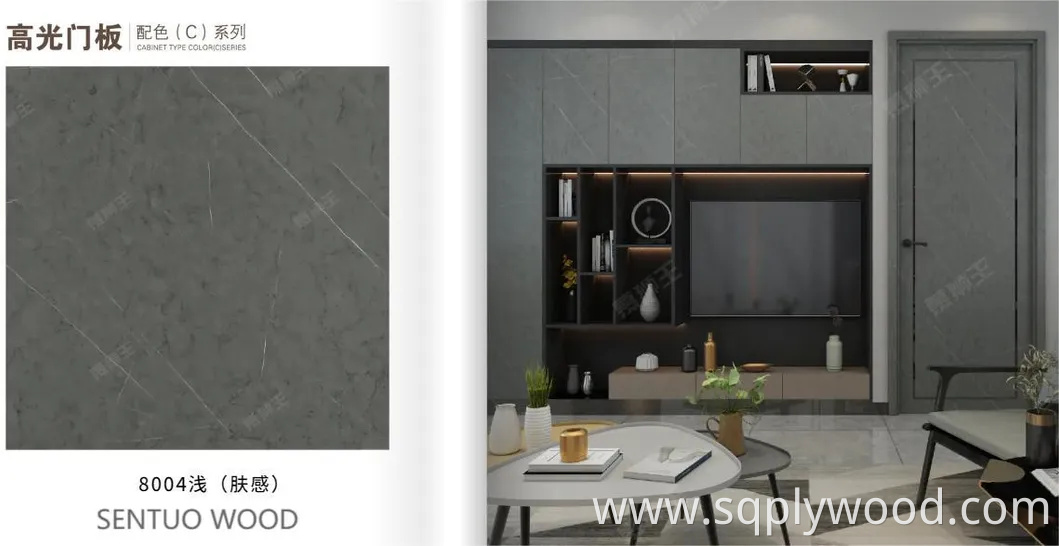 for Interior Wall Panel UV Glossy Laminated Pet Particleboard Melamine MDF